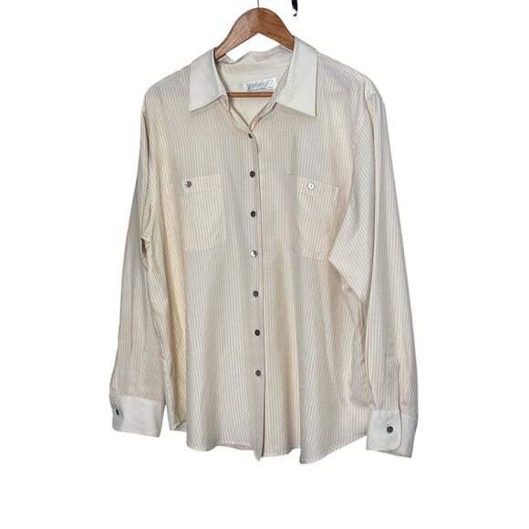 Vintage Lord & Taylor 100% Silk Striped Blouse
22W Plus Size Cream - Picture 2 of 5